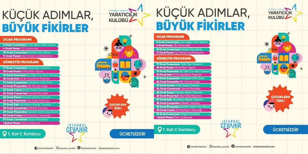 İstanbul Cevahir Yaratıcılık Kulübü Sömestir Atölyeleri Başladı